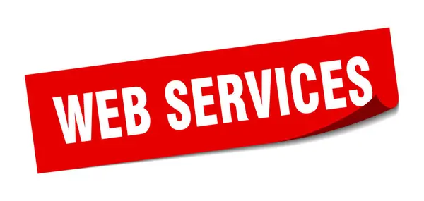 Web serviços adesivo. web services sinal quadrado. serviços web. descascador — Vetor de Stock