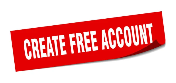 Crear etiqueta engomada cuenta gratuita. crear cuenta gratis signo cuadrado. crear una cuenta gratuita. pelador — Vector de stock