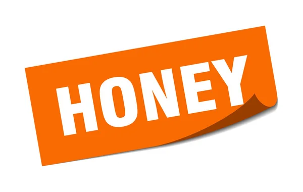 Autocollant miel. Signe carré miel. Chéri. éplucheur — Image vectorielle