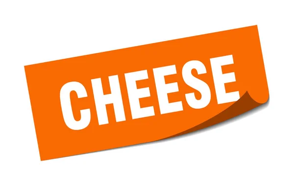 Cheese sticker. cheese square sign. cheese. peeler — Stock Vector