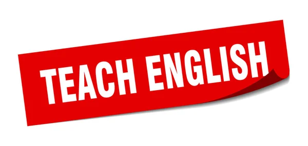 教英语贴纸。 教英语正方形标志。 教英语。 皮勒 — 图库矢量图片