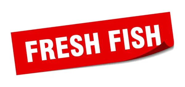 Frischfisch-Aufkleber. frischer Fisch quadratisch Zeichen. Frischer Fisch. Schäler — Stockvektor