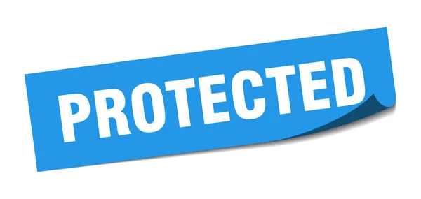 Pegatina protegida. signo cuadrado protegido. protegido. pelador — Vector de stock