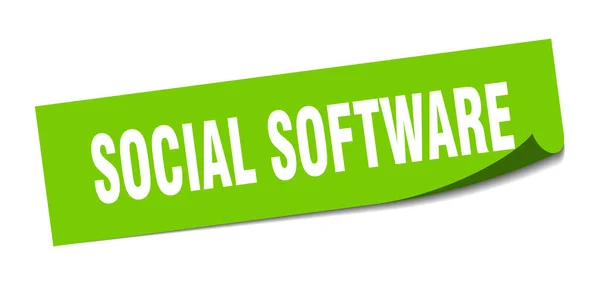 Αυτοκόλλητο κοινωνικού λογισμικού. κοινωνικό λογισμικό τετράγωνο σημάδι. κοινωνικό λογισμικό. αποφλοιωτής — Διανυσματικό Αρχείο
