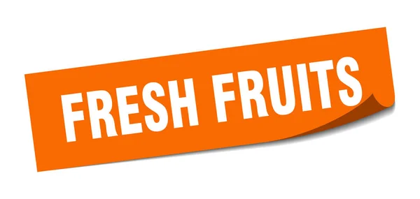 Pegatina de frutas frescas. fruta fresca signo cuadrado. Frutas frescas. pelador — Archivo Imágenes Vectoriales