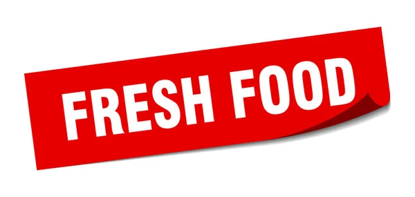 Autocollant de nourriture fraîche. signe carré de nourriture fraîche. nourriture fraîche. éplucheur — Image vectorielle
