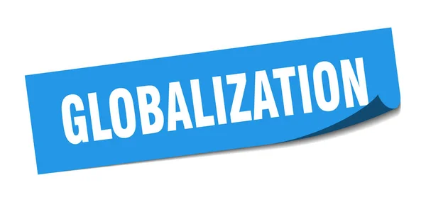 Pegatina de la globalización. signo cuadrado de globalización. globalización. pelador — Archivo Imágenes Vectoriales