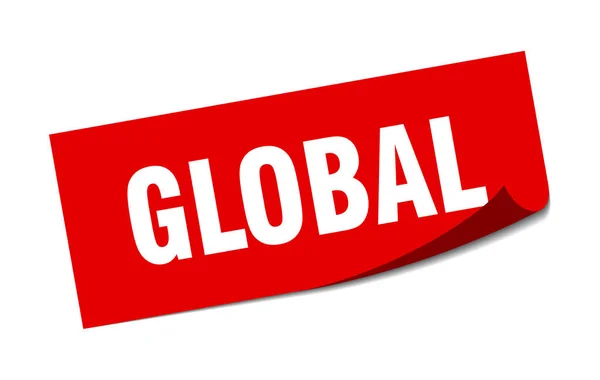 Autocollant global. signe carré global. global. éplucheur — Image vectorielle