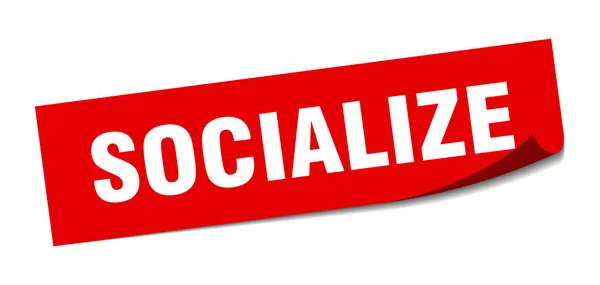 Socializar pegatina. socializar signo cuadrado. socializar. pelador — Vector de stock