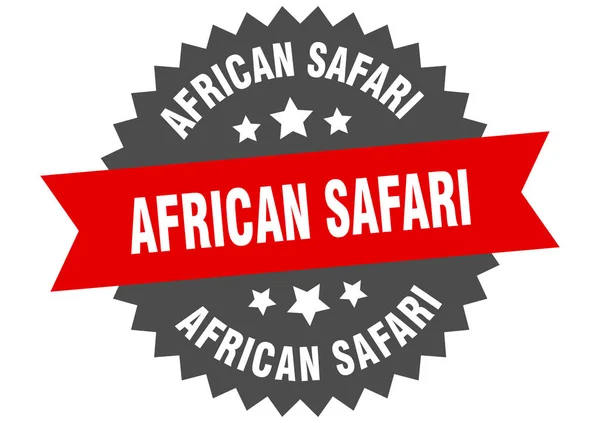 Segno safari africano. etichetta della banda circolare africana safari. adesivo safari africano rotondo — Vettoriale Stock