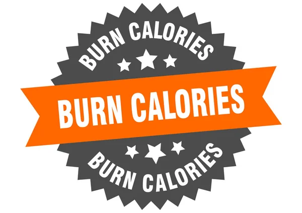 Queimar calorias sinal. queimar calorias etiqueta banda circular. redonda queimar calorias adesivo — Vetor de Stock