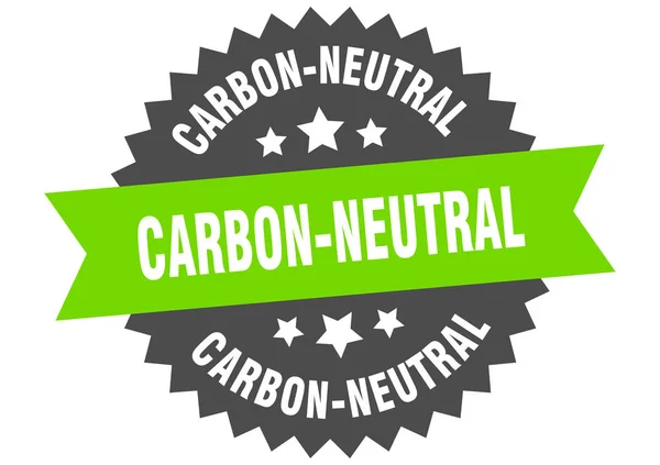 Znak neutralny pod względem węgla. etykieta z kolistym pasmem neutralnym pod względem emisji dwutlenku węgla. okrągła naklejka neutralna pod względem zawartości węgla — Wektor stockowy