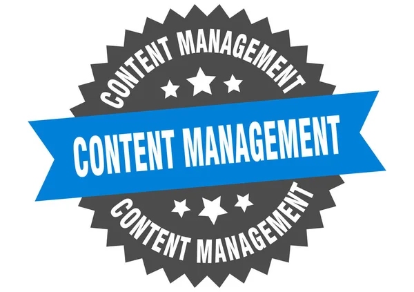 Знак управления контентом. Управление контентом, лейбл. круглая наклейка управления контентом — стоковый вектор
