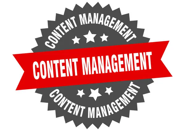 Signo de gestión de contenidos. gestión de contenido etiqueta de banda circular. pegatina de gestión de contenido redondo — Vector de stock