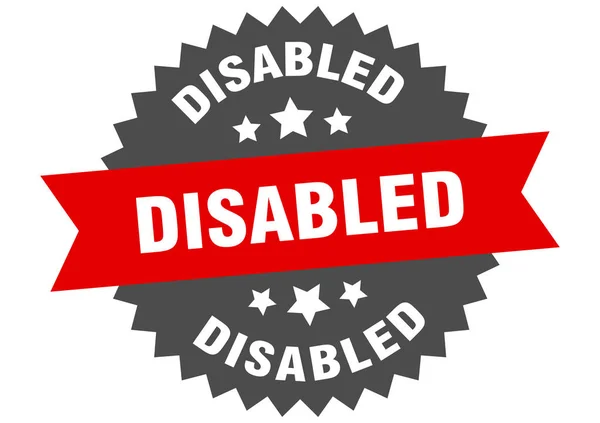 Segno disattivato. etichetta con banda circolare disabilitata. adesivo rotondo disabili — Vettoriale Stock