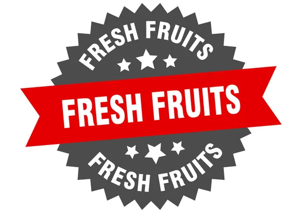 Signo de frutas frescas. etiqueta de banda circular de frutas frescas. pegatina de frutas frescas redondas — Archivo Imágenes Vectoriales