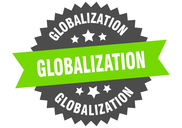 Globaliseringstecken. Globaliseringens cirkulära bandetikett. runda globaliseringsdekal — Stock vektor