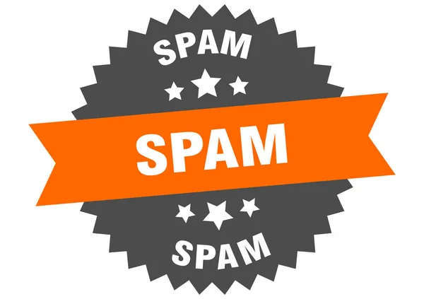 Spam-Zeichen. Spam-Rundband-Etikett. Runde Spam-Aufkleber — Stockvektor