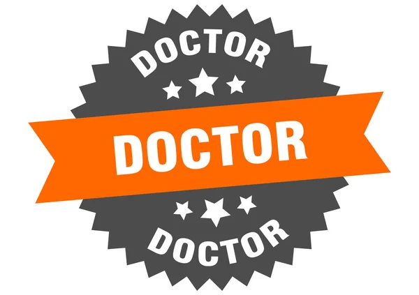Firma médica. etiqueta de banda circular del médico. pegatina redonda del médico — Vector de stock