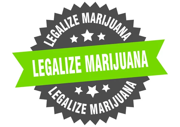 Легализовать знак марихуаны. легализовать круговой лейбл марихуаны. легализация наклейки с марихуаной — стоковый вектор