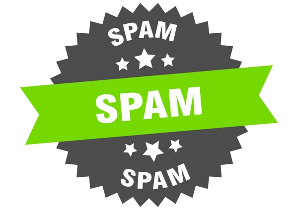 Spam işareti. Spam dairesel bant etiketi. yuvarlak çöp posta etiketi — Stok Vektör