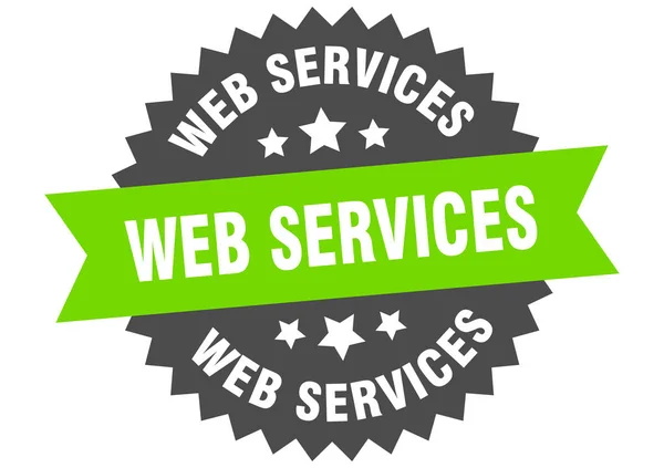 Podpis webových služeb. web služby kruhový band label. kulatý štítek webových služeb — Stockový vektor