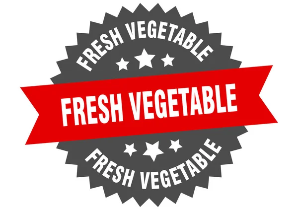 新鮮な野菜のサインだ新鮮な野菜の円形バンドのラベル。新鮮な野菜のステッカー — ストックベクタ