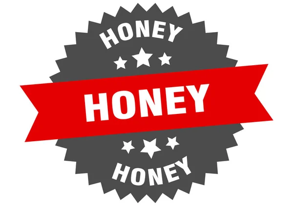 Señal de miel. etiqueta de banda circular de miel. etiqueta engomada redonda miel — Archivo Imágenes Vectoriales