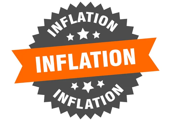 Signo de inflación. etiqueta de banda circular inflada. pegatina redonda de inflación — Archivo Imágenes Vectoriales