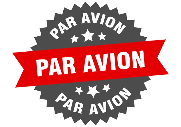 Par avion sign. par avion circular band label. round par avion sticker — Stock Vector