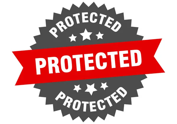 Signo protegido. etiqueta de banda circular protegida. pegatina redonda protegida — Archivo Imágenes Vectoriales