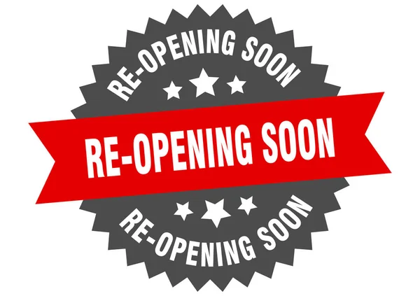 Re-opening soon sign. re-opening soon circular band label. round re-opening soon sticker — Stock Vector