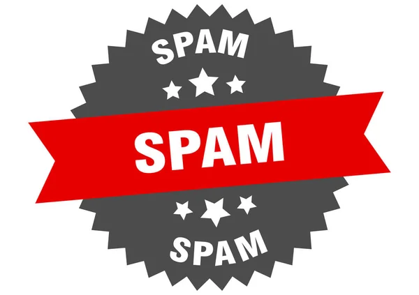 Spam-Zeichen. Spam-Rundband-Etikett. Runde Spam-Aufkleber — Stockvektor