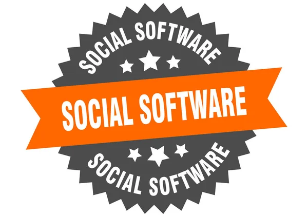 Signo de software social. etiqueta de banda circular de software social. pegatina de software social redonda — Vector de stock