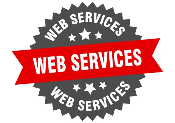 Webdienstenteken. webdiensten circulaire band label. ronde web services sticker — Stockvector