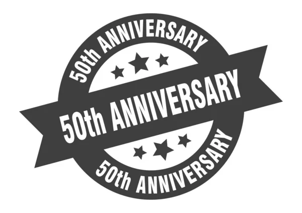 50th anniversary sign. 50th anniversary round ribbon sticker. 50th anniversary tag — 스톡 벡터