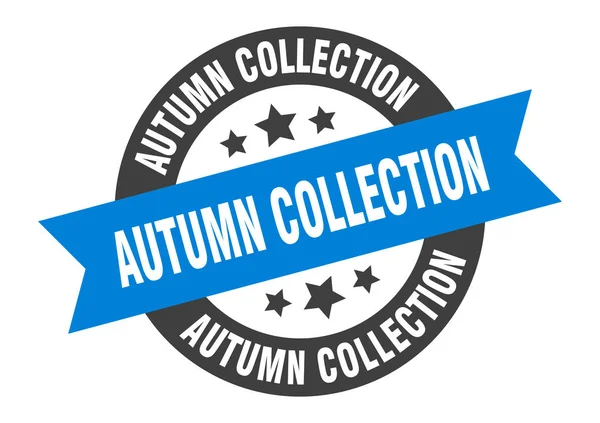 Autumn collection sign. autumn collection round ribbon sticker. autumn collection tag — Stok Vektör