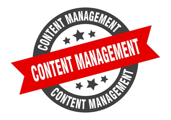 Content management teken. content management ronde lintsticker. tag voor contentbeheer — Stockvector