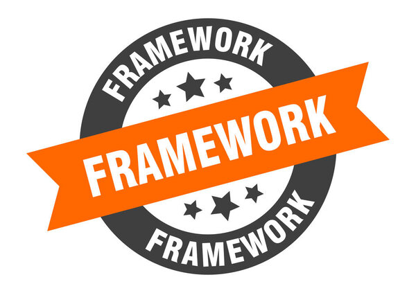 framework sign. framework round ribbon sticker. framework tag