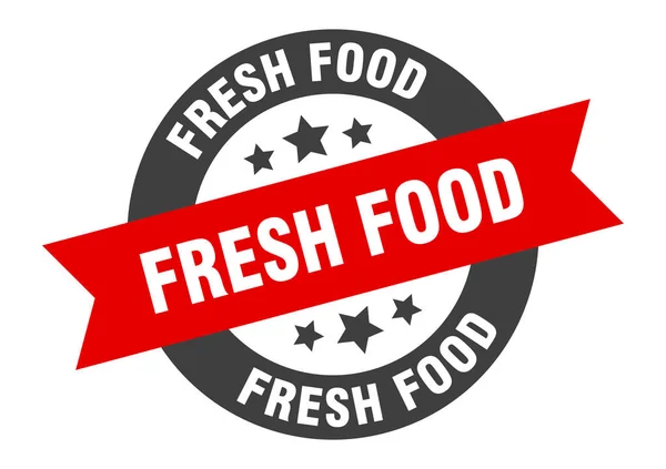Signo de comida fresca. comida fresca cinta redonda pegatina. etiqueta de alimentos frescos — Archivo Imágenes Vectoriales