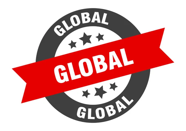 Global sign. global round ribbon sticker. global tag — 스톡 벡터