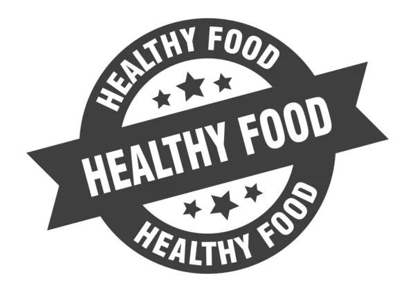 Znak zdrowej żywności. zdrowe jedzenie okrągłe wstążki naklejki. zdrowa etykieta żywności — Wektor stockowy