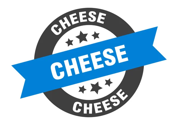 奶酪标志。奶酪圆丝带贴纸。奶酪标签 — 图库矢量图片