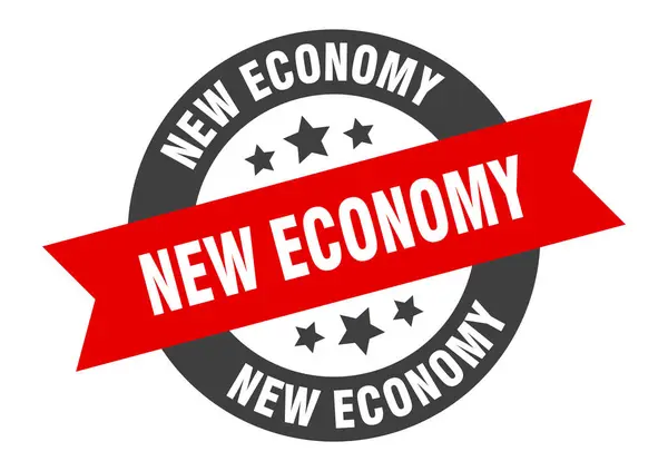 Un nou semn economic. noua economie rotund panglică autocolant. Etichetă nouă economie — Vector de stoc