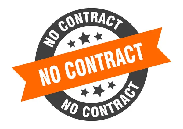 No hay firma de contrato. sin pegatina de cinta redonda de contrato. sin etiqueta de contrato — Vector de stock
