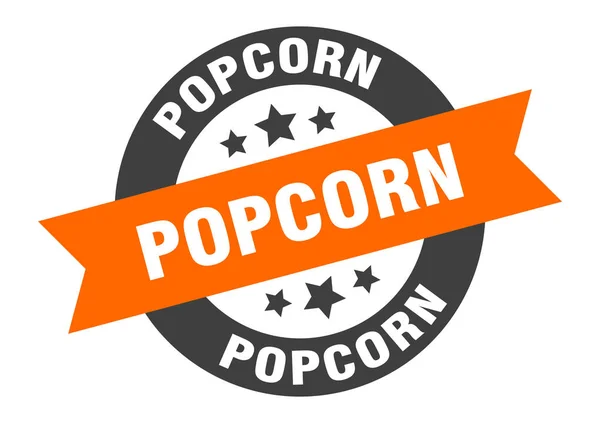 Popcorn-Zeichen. Popcorn Rundbandaufkleber. Popcorn-Tag — Stockvektor