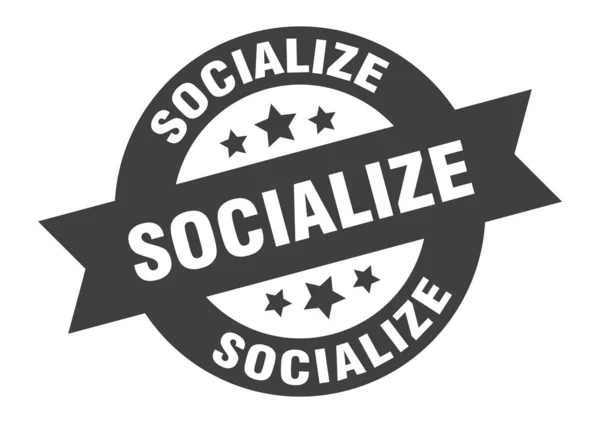 Signo socializar. socializar pegatina cinta redonda. socializar etiqueta — Archivo Imágenes Vectoriales