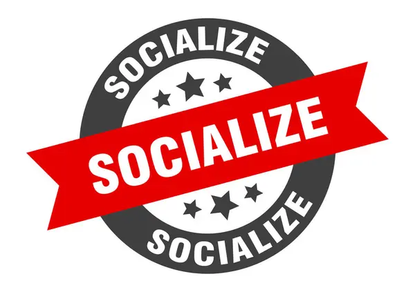 Socializzare segno. socializzare adesivo nastro rotondo. socializzare tag — Vettoriale Stock