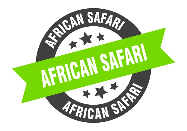 आफ्रिकन सफारी चिन्ह. आफ्रिकन सफारी गोल रिबन स्टिकर. आफ्रिकन सफारी टॅग — स्टॉक व्हेक्टर