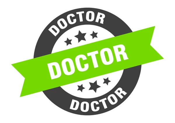 Firma médica. pegatina de cinta redonda médico. etiqueta del médico — Vector de stock